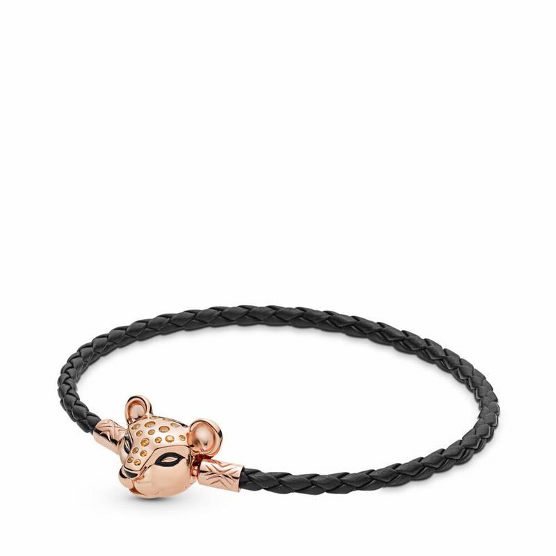 Pandora Rose™ Sparkling Lion Princess, Woven Leather Bracelet Egypt DN9016482